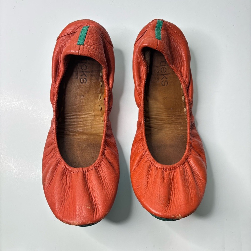 SH2 Tieks by Gavrieli Shoes‎ Ballet Flats Orange Leather Shoes Foldable size 8